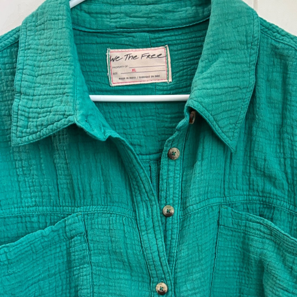We The Free Turquoise Textured Shirt